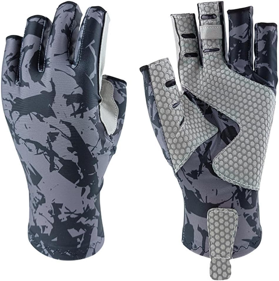 Sun Gloves UPF 50+ Fishing Gloves, Fingerless Sun Protection UV Protection Fishing Gloves Men/Women for Kayaking, Hiking, - color: blue, size: Large