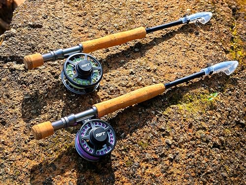 RIFT Apache II Fly Fishing Rod – Carbon Fiber Telescopic Fishing Rod – One-Piece Travel Fishing Rod – Fast Action Fly Rod with Aluminum Reel Seat, Stainless Guides, and Folding Hook Keeper
