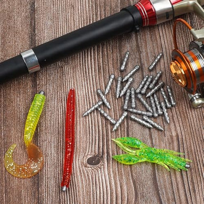 Nail Weights for Bass Fishing,45pcs Wacky Worm Weight Insert Sinkers Kit for Soft Plastic Lures, Neko Rig and Wacky Rig Pencil Sinker 0.875g 1.15g 1.75g 3.5g
