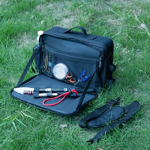 Goture Fishing Reel Case - Hard Shell Storage Bag with Adjustable Dividers | Modular dividers for custom fit 600D water-resistant fabric & EVA padding Integrated rod straps & quick-access pockets