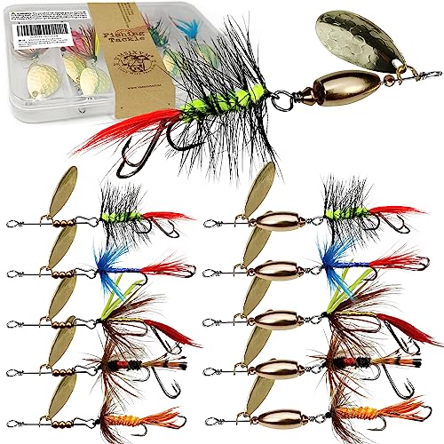 Trout Lures Rooster Bait Tail Fishing Spinnerbaits, Brass Hard Metal Spinner Baits Trout Fishing Lures for Bass Salmon Pike Freshwater Saltwater Lake River - color: A1-10pcs-5pcs 1/16oz, 5pcs 1/4oz