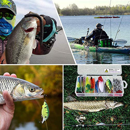 PLUSINNO Fishing Lures, 292/210Pcs Tackle Box with Tackle Included, Crankbaits, Hooks, Weights, Fishing Accessories kit, Fishing Bait Lure Gear Kit Gift for Men Bass,Trout - color: 78PCS Fishing Lures