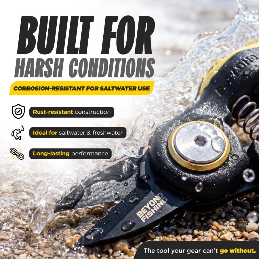 Beyond Fishing Quick Snips Fishing Line Cutter – Braid Scissors, Fishing Line Clippers with Retractable Lanyard & Clip – Fishing Scissors for Braided Line, Fluoro & Mono, Compact Fishing Line Snips