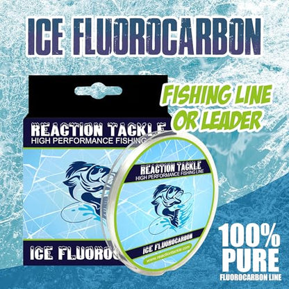 Reaction Tackle Ice Fishing Fluorocarbon Line - Fast Sinking, Abrasion Resistant, Low Visibility Leader and Main Line for Panfish, Trout, Walleye and Bass - size: 1 Lb (125 Yards)