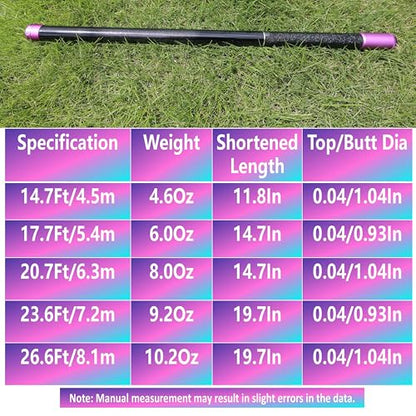 Tenkara Rod Carbon Fiber Telescopic Fishing Rod Portable Ultralight Fishing Tenkara Rod Collapsible Bass Crappie Full Kit Fishing Pole All Waters Bamboo - color: Purple hand rod, size: 17.7 ft & 5.4m