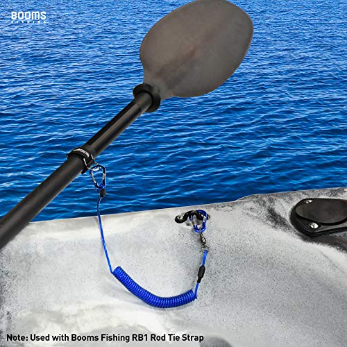 Booms Fishing T02 Fishing Pole Tether, Kayak Paddle Leash, Paddle Board Fishing Accessories, Heavy Duty Fishing Lanyard for Fishing Tools/Rods/Paddles - color: Blue with 5.9" RB1 Belt, 2pcs