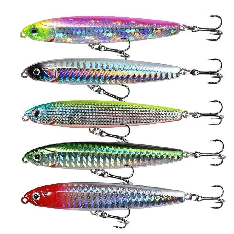 0.49oz/0.35oz Topwater Fishing Lures, 5 Pcs Fishing Lure Saltwater with Storage Box Jerkbait Crankbait Lures for Halibut & Striper Fishing Swimbait for Freshwater and Saltwater Bass Fishing - color: 10g