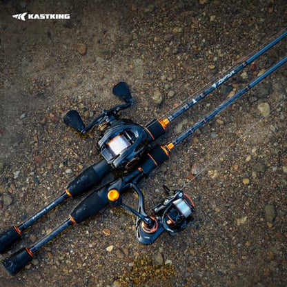 KastKing Zephyr Finesse Fishing Rods – BFS Baitcasting & Spinning Rods, IM6 Graphite, Extra Twin-Tip, 2pc & 3pc Travel Design, Ultra-Light Lure Casting, Stainless Steel Guides with Zirconium Rings - size: 6'9"- L- Fast (3pcs), style: Bait Finesse