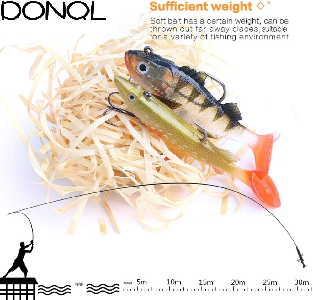 DONQL Soft Fishing Lures Kit, 10 Pcs Pre-Rigged Jig Heads, Paddle Tail Swimbaits for Bass, Trout, Walleye, Crappie, Sinking Swimbaits Tackle with Box, Shad Soft Bait Jigs for Freshwater Saltwater