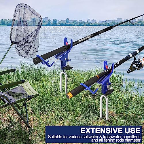 LBW Fishing Rod Holders for Bank - Fishing Pole Holders for Ground, Shore, Beach 360 Degree Adjustable Rod Holders 2 Pack