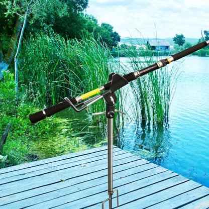 2 Pack Fishing Rod Holder for Ground, Easy to Install, 360 Degree Adjustable Fishing Pole Stand Equipment for Beach, Bank, Gifts for Men