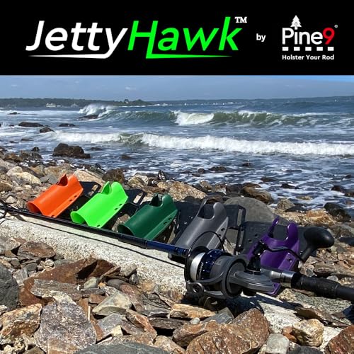 JettyHawk Fishing Rod Hip Holster, Hands-Free Quick-Draw Holder, Fits 1.5-2" Pole, for Spinning, Baitcaster, Centerpin & Surf Rods, Wading & MOLLE Belts - color: Infantry w-Black Belt Clip