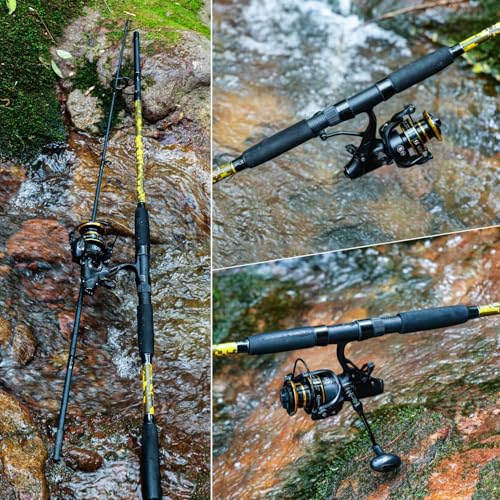 Sougayilang Spinning Rod Combo - MH Action Fishing Pole with Bait Feeder Reel for Catfish, Salmon, Steelhead Freshwater Saltwater Fishing- 7'0"/7'6" - size: 7'6"