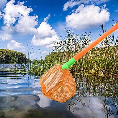 Coopay 2 Pieces Butterflies Kids Fishing Net Catching Bug Floating Bait Beach Nets for Outdoor Playing - color: Green + Orange