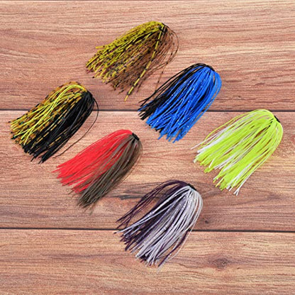 Silicone Jig Skirts Fishing Lures 50 Strands Bass Fishing Jigs Spinnerbait Skirts Replacement Kit Squid Jig Spinner Bait DIY Fishing Lures 12/24 Bundles - size: Type A-12 bundles