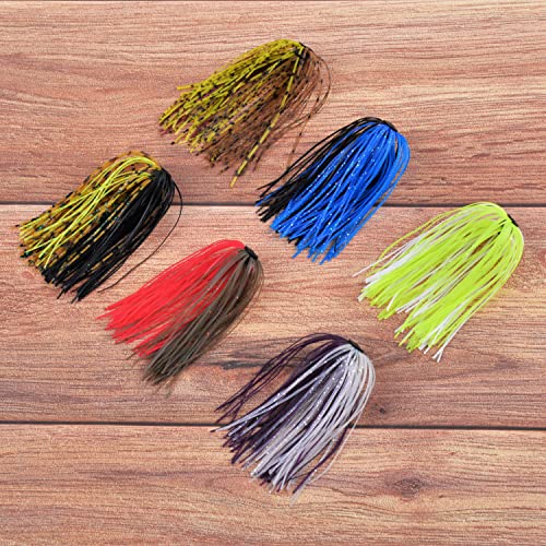 Silicone Jig Skirts Fishing Lures 50 Strands Bass Fishing Jigs Spinnerbait Skirts Replacement Kit Squid Jig Spinner Bait DIY Fishing Lures 12/24 Bundles - size: Type A-24 bundles