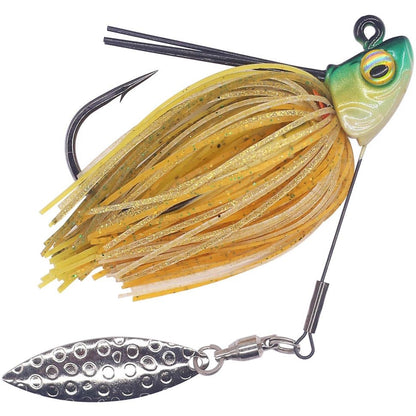 Swim-Jigs-for-Bass-Fishing-Lures Swimbait Underspin Swimming Bass Jigs 1/2 3/8 1/4 oz - color: Golden Shiner 2 Pack, size: 3/8 oz