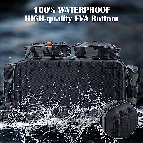 Goture Large Tackle Bag,Store Up to 8PCS 3700 Plus 4PCS 3600 Tackle Trays(Not Included),Water Resistant Saltwater Gear Storage Big Fishing Bag with EVA Bottom,Gifts for Men(21.65"x11.8"x15.16")-Camo - color: A1 Camo Extra Large Without Trays