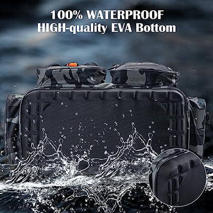 Goture Large Tackle Bag,Store Up to 8PCS 3700 Plus 4PCS 3600 Tackle Trays(Not Included),Water Resistant Saltwater Gear Storage Big Fishing Bag with EVA Bottom,Gifts for Men(21.65"x11.8"x15.16")-Camo - color: A1 Camo Extra Large Without Trays