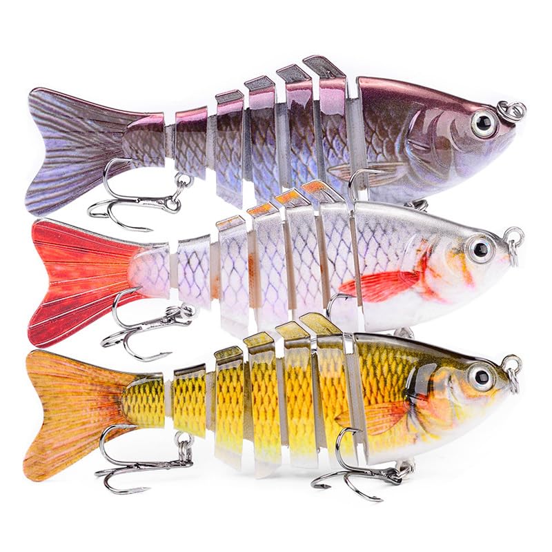 Multi-Segmented Fishing Lures, Glide Swim Bait Lure for Bass Fishing Stuff | Fishing Gear for Freshwater and Saltwater Glide Bait Swimbait Crank Baits Robotic Lure Set - color: 3-Pack-style