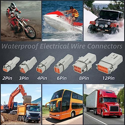 4 Set 8 Pin DT Connector Waterproof Automotive Electrical Butt Connector 16 AWG Wire Connectors Kit with Waterproof Heat Shrink Tubing for Car Truck Boat, 4 Kits (E- 8Pin Wiring 4Pair)… - size: DT Connector 4 Sets 8 Pin