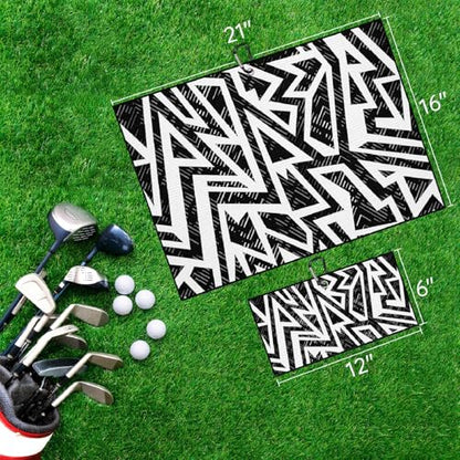 Volt Pattern Golf Towel for Golf Bags Carts Volts Golf Towels with Clip White Black Waffle Towels Cleaning Cloth 2 Packs for Men Golfer Accessories, Birthday Father's Day Present - color: White Black