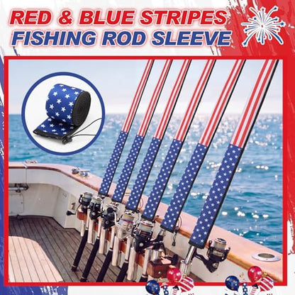 Outus 6 Pack Neoprene Fishing Rod Sleeves, 65 Inch Tangle-Free Covers, Protective Sock for Spinning Casting Rods, Travel Storage