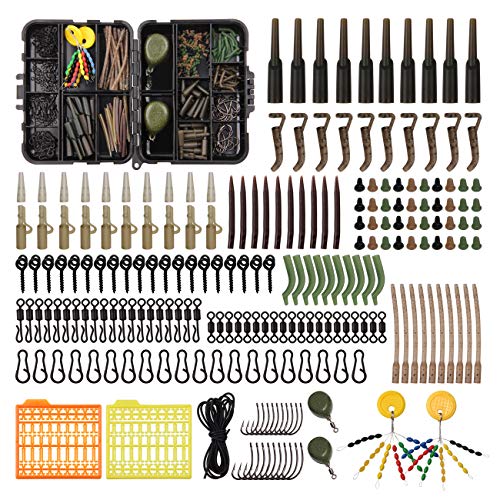 Carp Fishing Equipment 217pcs Carp Fishing Terminal Tackle Kit with Box | Include Sinker Weights, Carp Hooks Swivels, Boilies, Various Carp Fishing Accessories