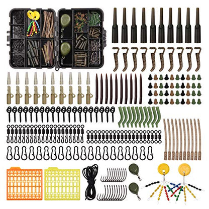 Carp Fishing Equipment 217pcs Carp Fishing Terminal Tackle Kit with Box | Include Sinker Weights, Carp Hooks Swivels, Boilies, Various Carp Fishing Accessories