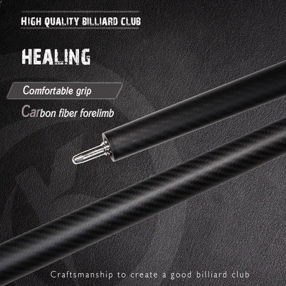 58" Carbon Fiber Pool Cue with 12.4mm Tip - Includes Premium Case & Glove for Amateur & Professional Players (Black-2)