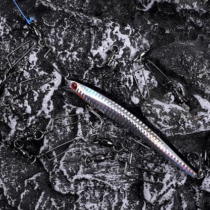 AGOOL Fishing Swivels Snaps Ball Bearing Swivels with Coastlock Snaps Stainless Steel Fishing Tackle Line Lure Leader Connector Quick Change Terminal Tackle for Lures, Leaders and Rigs - size: Size 3+3(60lb)