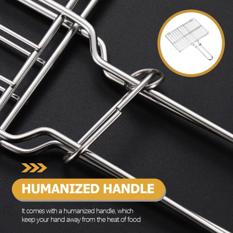 Cabilock Thickened Stainless Steel Fish Grill Basket 15.75X11.81 Inch BBQ Grilling Rack with Handle for Outdoor Cooking Camping Vegetable and Meat Grilling