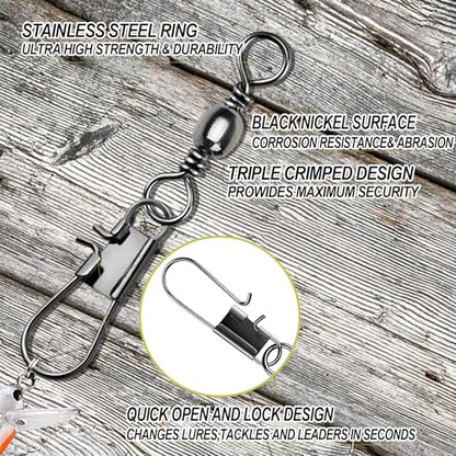 281pcs Fishing Snap Swivel Barrel Swivel, 123pcs Interlock Snaps Swivel, 158pcs Barrel Fishing Swivels , Fishing tackel for Saltwater Fishing Freshwater Fishing