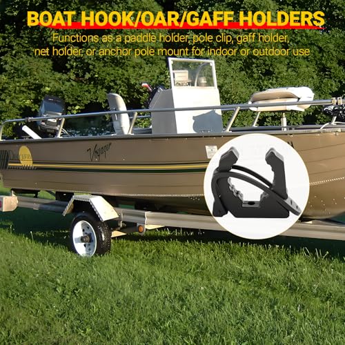 Quick Release Boat Hook Holders with Rubber Spring Strap,Marine Holder from 1''to 2" in Diameter for Boat Hook, Paddle Holder, Boat Net, Oar Mounts, Gaff, Push Pole, Anchor Pole - size: 2 Pcs