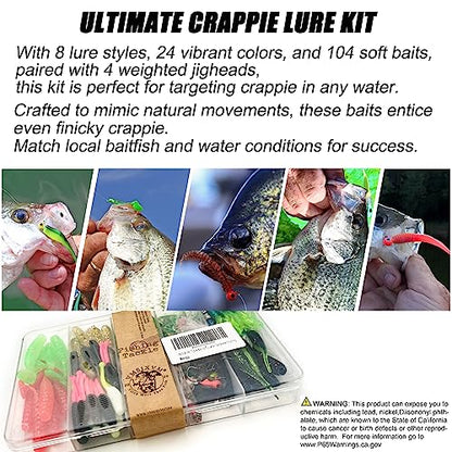 Crappie Lures Tube Lures Jigs Heads Worms Swimbaits Kit, 165, 124, 50 Pcs Pre-Rigged Crappie Jigs Tube Hooks Soft Plastic Grub Worms Baits for Bass Trout Freshwater Saltwater Fishing - color: 124 Pcs - Crappie Lures Tube Lures
