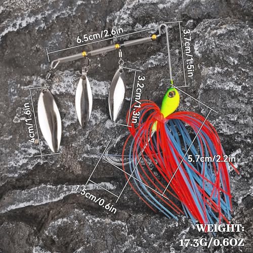 Spinner Baits for Bass Fishing | Hard Metal Jig SpinnerBaits, Fishing Jigs buzzbait for Bass Salmon Pike Trout Snakehead, 5 Pack, multicolor