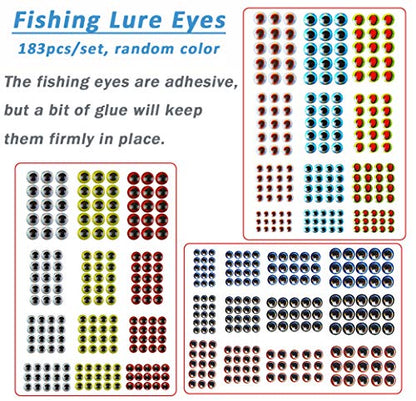 Unpainted Fishing Lures Making Kit DIY Blank Lures Crankbaits Minnow Jerkbait Hard Bait Set with Treble Hooks, Split Rings, Lure Eyes, Stickers, Make Your Own Fishing Lures - color: 300pcs Lures Kit