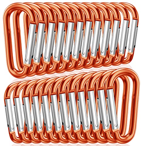 STURME 2" Aluminum D Ring Carabiners Clip D Shape Spring Loaded Gate Small Keychain Carabiner Clip Set Outdoor Camping Mini Lock Snap Hooks Spring Link Key Chain Durable Improved 24 PCS - color: Orange