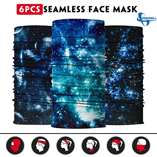 Venswell Neck Gaiter Face Mask Men Women,Seamless Bandana Rave Face Cover Scarf Mask,Balaclava,Headband, Head Wrap,Headwear - color: A-3-lightning