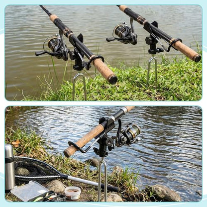 6 Pcs Fishing Rod Holder for Ground Upgraded Bank Fishing Pole Holders Adjustable Extra Long Drill Rod Stand for Catfish, Beach, Mud, Gifts for Men Birthday Christmas - color: Black