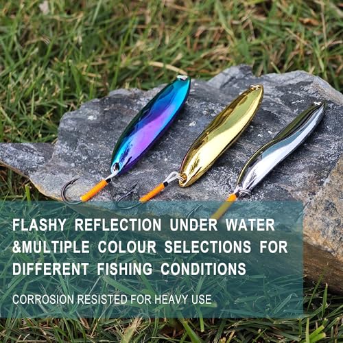 Fishing Lures for Saltwater/Freshwater, Metal Trout Lures for Bass Walleye Pike, 5g Fishing Spoon with Single Hook - color: FS03