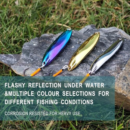 Fishing Lures for Saltwater/Freshwater, Metal Trout Lures for Bass Walleye Pike, 5g Fishing Spoon with Single Hook - color: FS03