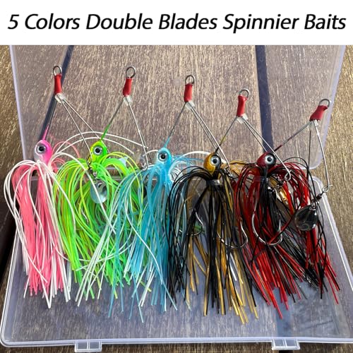 Tripquips Bass Spinner Baits, Spinnerbait Fishing Lures Hard Metal Swimbait for Bass Pike Trout Salmon 5Pcs - color: 5Pcs-0.42oz
