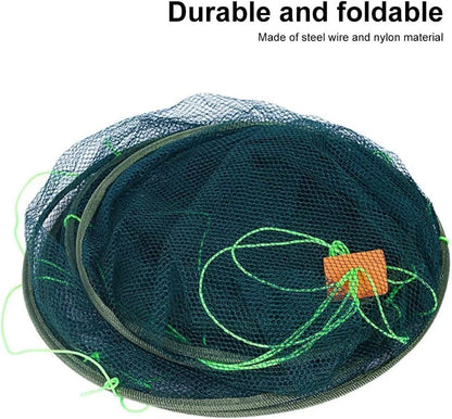 Portable Prawn Bait Crab Shrimp Net Drop Landing Fishing Pier Harbour Pond 40FT Folding Net for Keeping Fishes Minnows Lobsters Crab Basket Traps for Fishing Keeping Fishes Minnows Lobsters
