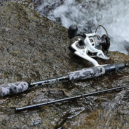 Sougayilang Fishing Rod and Reel Combo, Stainless Steel Guides Fishing Pole with Spinning Reel Combo for Bass Fishing - color: White, size: 5'10''-2000