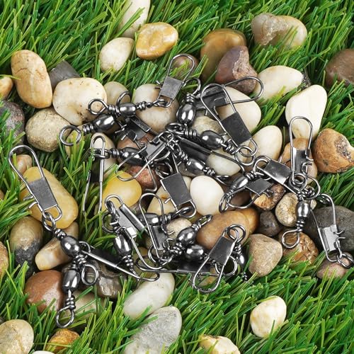 Fishing Swivels Snap, Barrel Swivels Fishing Tackle, Stainless Steel Safty Interlock Snaps Leader Line Lure Connector Freshwater Saltwater - size: 4#(45lb)-50pcs