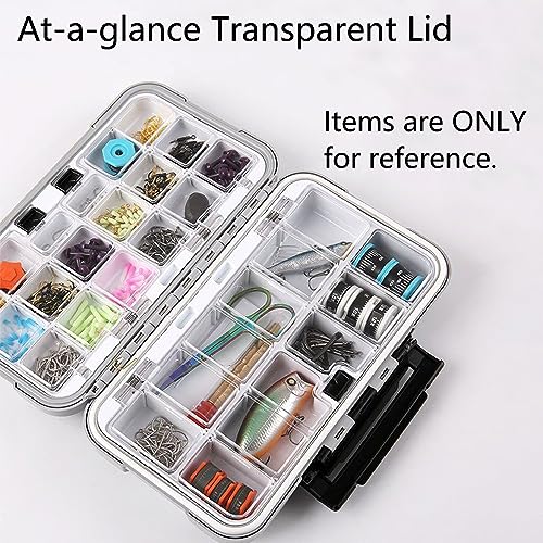 TopHomer Fishing Tackle Box, Waterproof Tackle Trays, Plastic Tackle Box Organizer with Removable Dividers Storage Lure Box for Lures - style: Small Grey