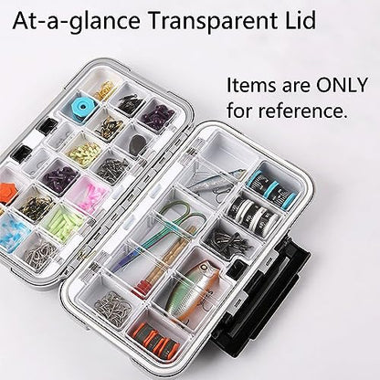 TopHomer Fishing Tackle Box, Waterproof Tackle Trays, Plastic Tackle Box Organizer with Removable Dividers Storage Lure Box for Lures - style: Small Grey