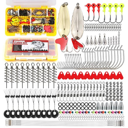 Fishing Tackle Box Set – Lure Kit for Freshwater & Saltwater, Crankbaits, Spinnerbaits, Soft Plastics, Jigs, Weights, Hooks – All-in-One Fishing Gear for Men - style: 232pcs