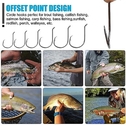 Circle Hooks Fishing Hooks Tackle - 120pcs 2X Strong Saltwater Fishing Hooks Octopus Circle Hooks Customized Offset Sport Circle Hook for Catfish Bass Size 10-10/0 - size: 120pcs 7/0